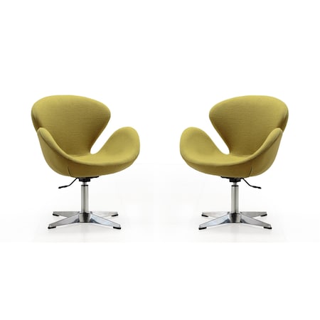 Manhattan Comfort Raspberry Adjustable Swivel Chair in Green and Polished Chrome, PK2 2-AC038-GR